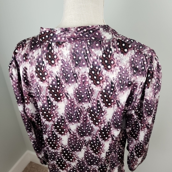 Worthington Women’s Purple Polka Dot Tie Neck Long Sleeve Blouse Top Size Large - Picture 6 of 9